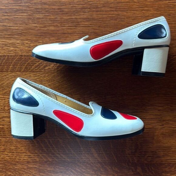 Vintage 60s MOD Beatnik Patent Square Toe Heels Size 7B - Picture 11 of 15